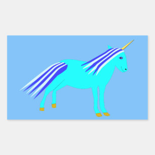Cute Blue Baby Unicorn Rechthoekige Sticker