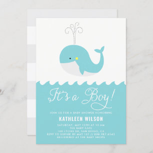Cute Blue Baby walvis Het is een Boy Baby shower Kaart