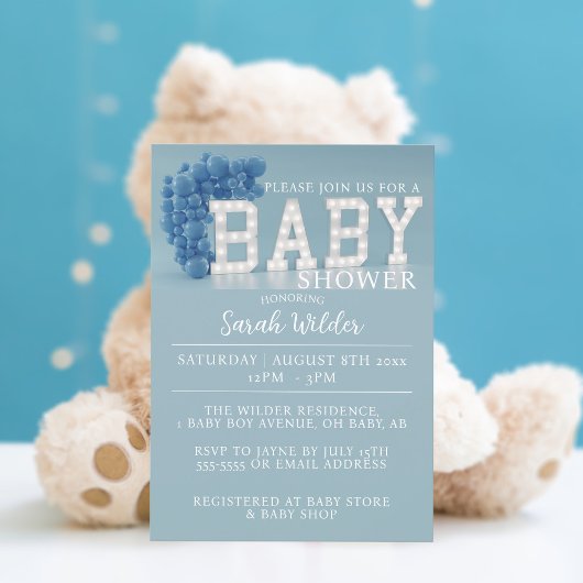 Cute Blue Balloon Arch Boy Baby shower Invitation