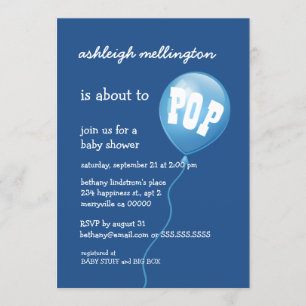 Cute Blue Balloon Baby shower A01 Kaart