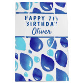 Cute Blue Balloon Pattern Boy's Birthday Medium Cadeauzakje (Voorkant)