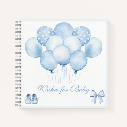 Cute Blue Balloons Baby shower Livre d'invité (Devant)
