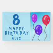 Cute Blue Balloons kinderen Birthday Party Spandoek (Horizontaal)
