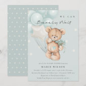 Cute Blue Barly Wait Balloon Baby shower Uitnodige Bedankkaart (Voorkant / Achterkant)