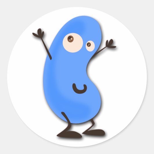 Cute Blue Bean Monster Ronde Sticker (Voorkant)
