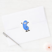 Cute Blue Bean Monster Ronde Sticker (Envelop)