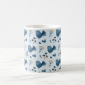 Cute Blue Bird and Berries illustrated Pattern Koffiemok (Center)
