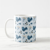 Cute Blue Bird and Berries illustrated Pattern Koffiemok (Links)
