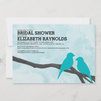 Cute Blue Bird Bridal Shower Invitations Kaart