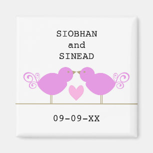 Cute Blue Birds Lesbian Special Date Magnet Magneet