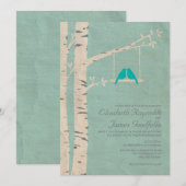 Cute Blue Birds Wedding Invitations Kaart (Voorkant / Achterkant)