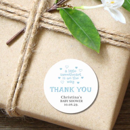 Cute Blue Boy Baby shower Classic Round Sticker