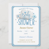 Cute Blue Boy Baby Shower Invitation (Devant)