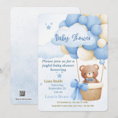 Cute Blue Boy Baby Shower Invitation (Devant / Derrière)