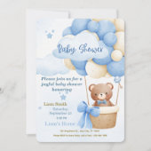 Cute Blue Boy Baby Shower Invitation (Devant)
