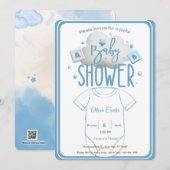 Cute Blue Boy Baby Shower Invitation (Devant / Derrière)