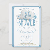 Cute Blue Boy Baby Shower Invitation (Devant)