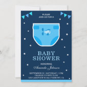 Cute Blue Boys Diaper Baby shower Invitation (Devant)
