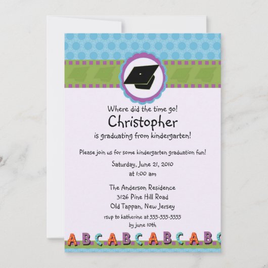 CUTE Blue Boys Kindergarten Afstuderen Invitation Kaart (Voorkant)