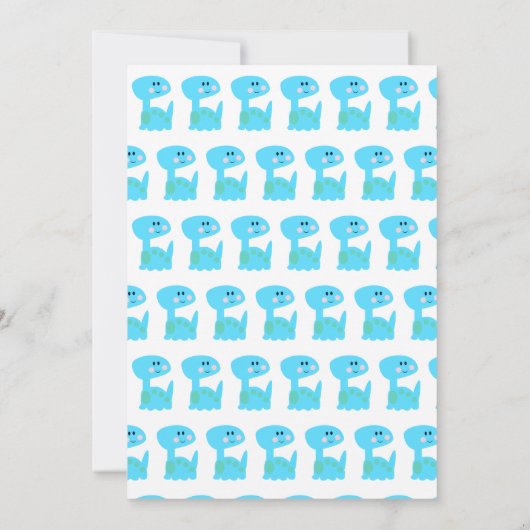 Cute Blue Bright Dinosaur Birthday Uitnodiging (Achterkant)