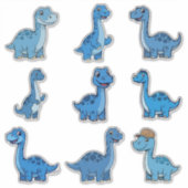 Cute Blue Brontosaurus Dinosaur Vinyl Sticker (Devant)