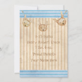 Cute Blue Bunny Baby Birth Aankondiging (Achterkant)