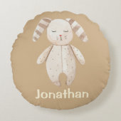 Cute Blue Bunny Rabbit Rond Kussen (Voorkant)