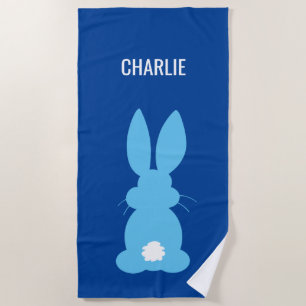 Cute Blue Bunny Silhouette Boys gepersonaliseerd Strandlaken