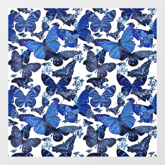 cute blue butterflies with glitter raamsticker
