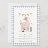 Cute Blue Cactus Boho Llama Baby shower Invitation (Devant)