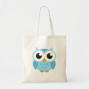 Cute blue cartoon baby uil tote bag