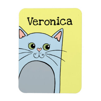Cute Blue Cartoon Cat Personalized Magneet