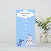 Cute Blue Cartoon Chien & Birthday Cake Invitation (Debout devant)
