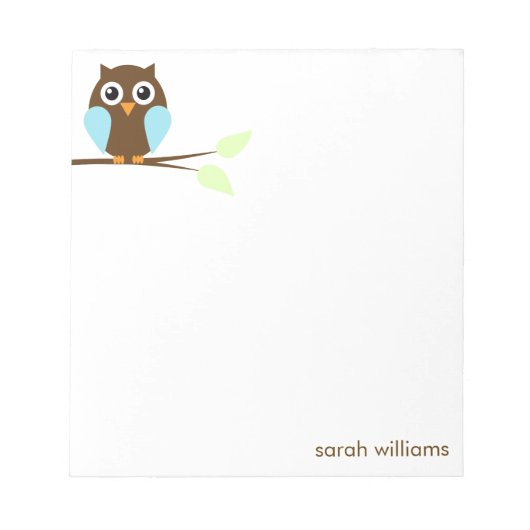 Cute Blue Cartoon Owl Notitieblok (Voorkant)