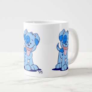Cute Blue Cartoon Puppy Extra Grote Mok