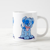 Cute Blue Cartoon Puppy Extra Grote Mok (Rechts)