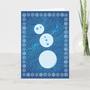 Cute Blue Cartoon Snowman Winter Kerstfeestdag Feestdagen Kaart