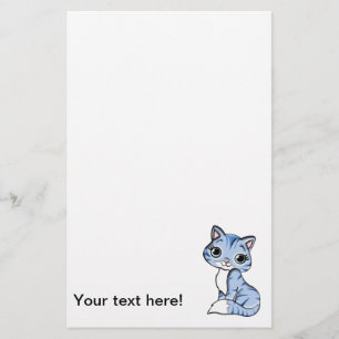 Cute blue cat cartoon briefpapier