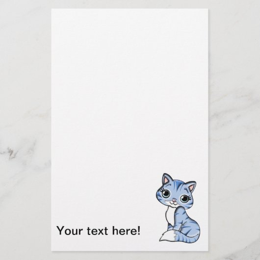 Cute blue cat cartoon briefpapier (Voorkant)