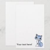 Cute blue cat cartoon briefpapier (Voorkant / Achterkant)