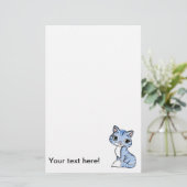 Cute blue cat cartoon briefpapier (Staand voorkant)