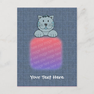 Cute Blue Cat Design Photo Briefkaart