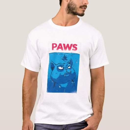 Cute Blue Cat “Paws” Funny Cat Lover T-Shirt (Devant)