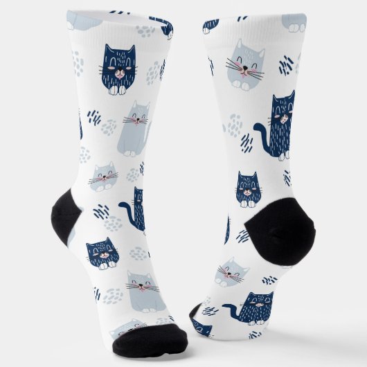 Cute Blue Cats Sokken (Gebogen)