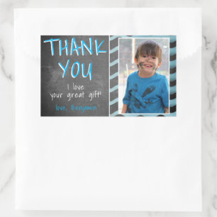 Cute Blue Chalkboard Birthday Foto Rechthoekige Sticker