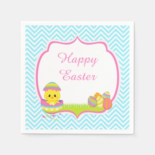 Cute Blue Chevrons Easter Easter Hunt Servet (Voorkant)