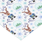 Cute Blue Christmas Reindeer Korte Tafelloper (Hoek)