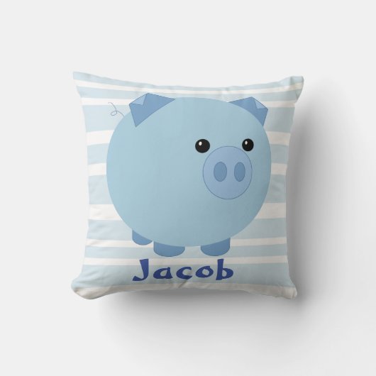 Cute Blue Chubby Pig Pillow Kussen (Voorkant)