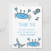 Cute Blue Crab Zee Animals Boy Birthday Bedankkaart (Voorkant)