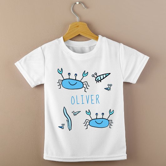 Cute Blue Crab Zee Animals Boy Name T-shirt